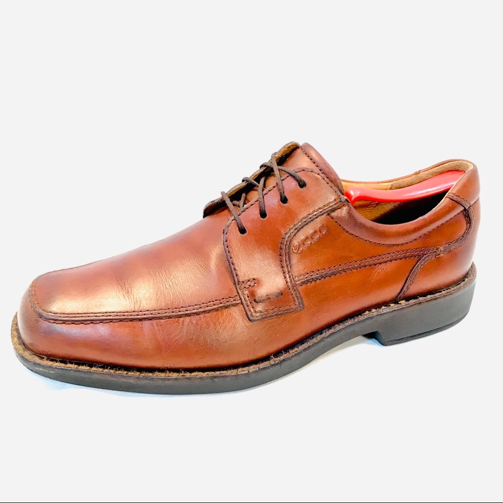 Mens Ecco Derby, Brown Leather, Lace Up In EUC